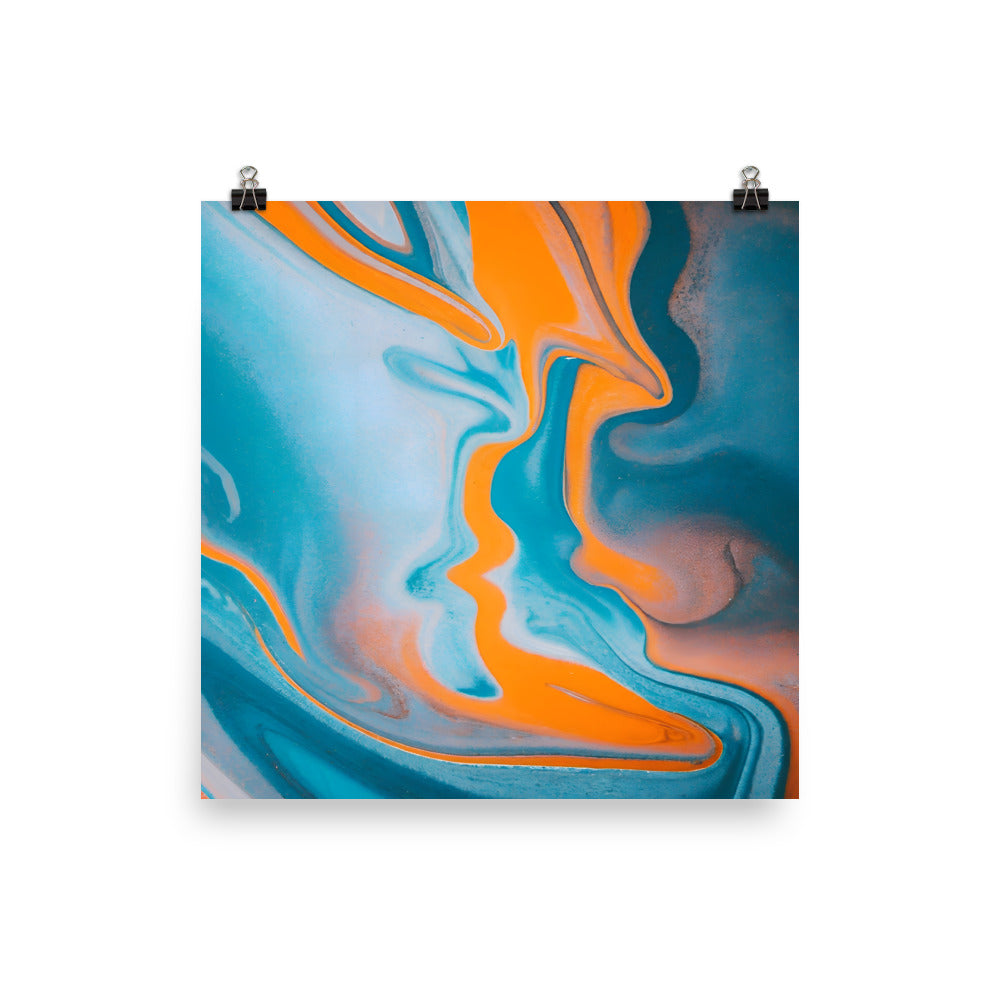 Poster Abstract Blue Orange Lines - Square