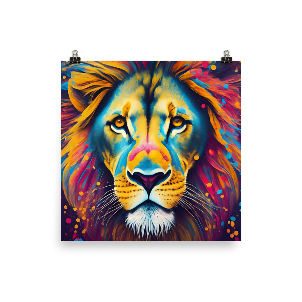 Poster Lion Colorful Art Square