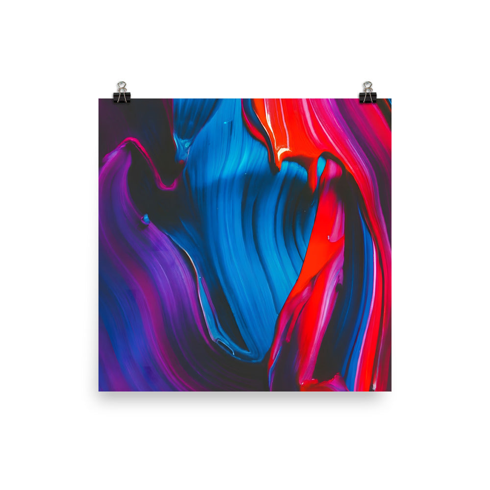 Poster Abstract Red Blue Purple Painting