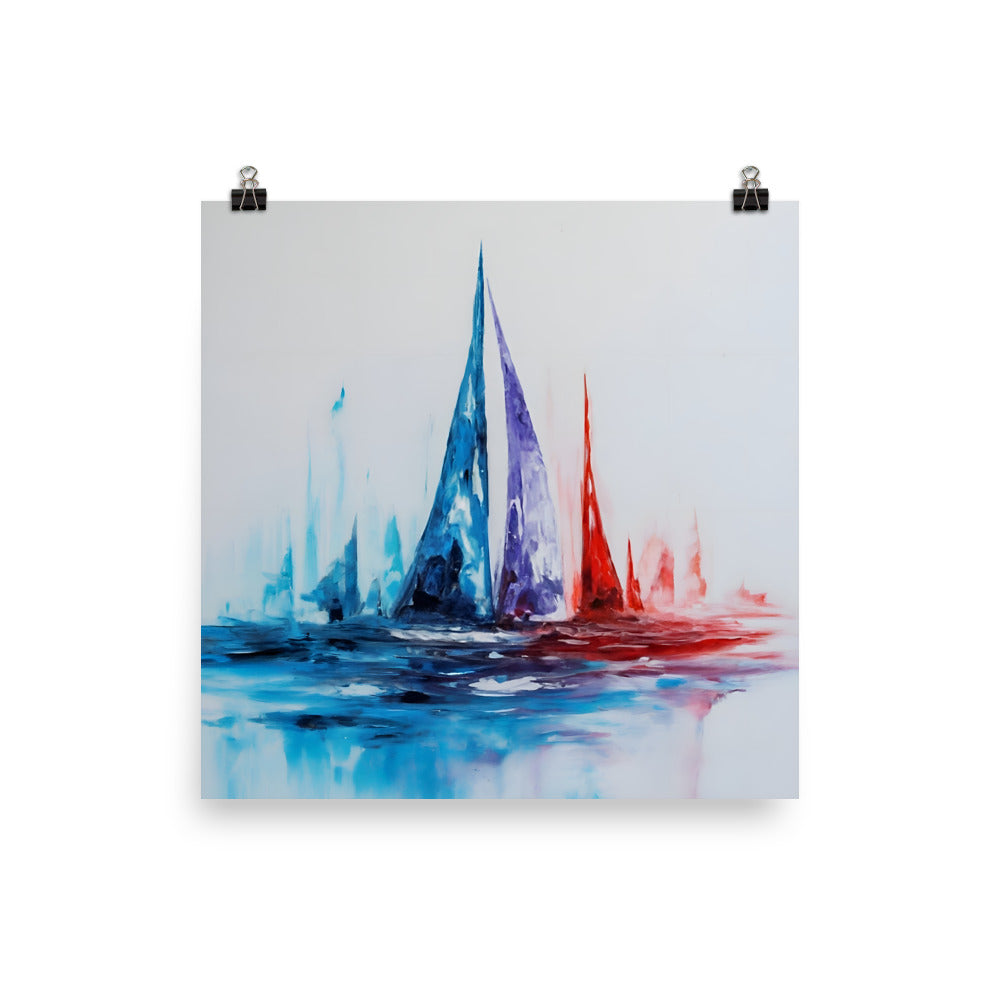 Poster Abstract Boat Ocean Waves