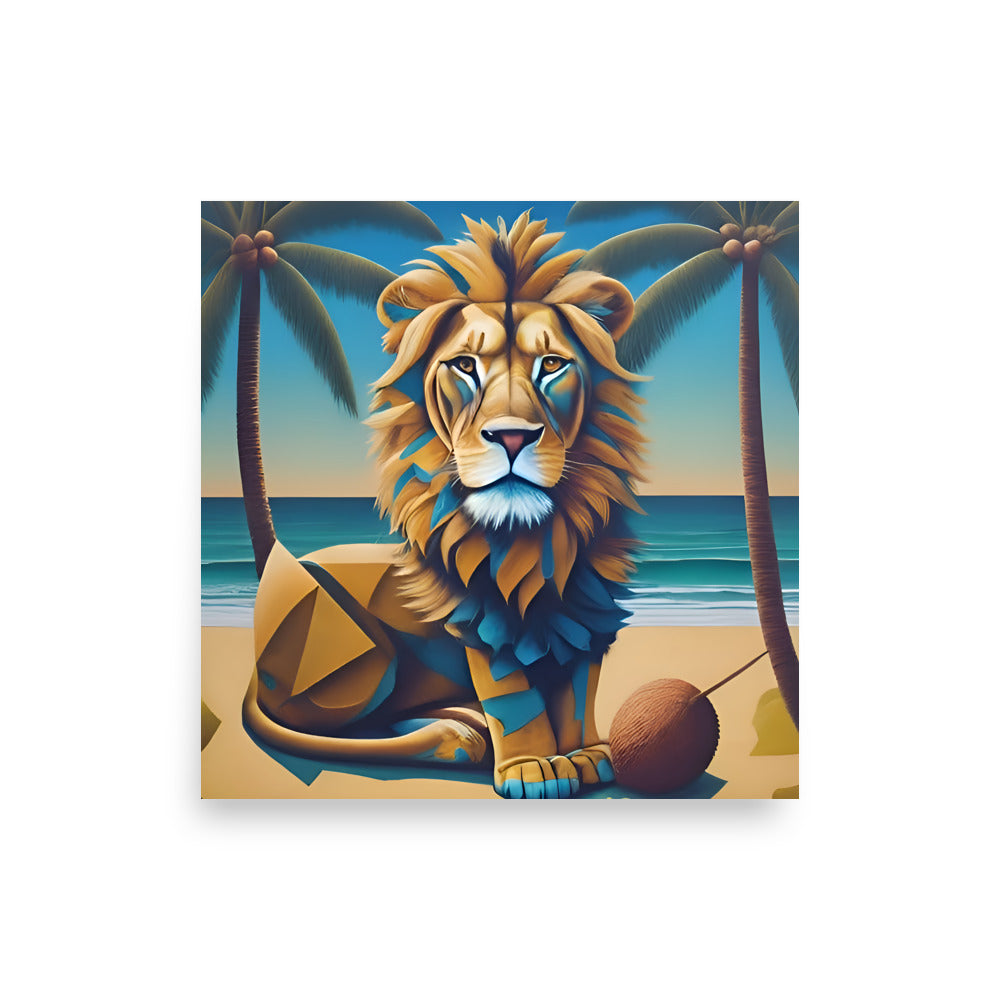 Poster Abstract Lion Coconut Trees