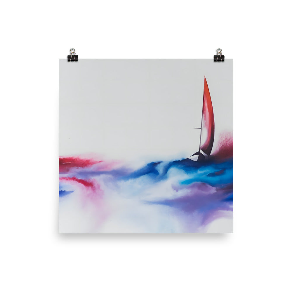 Poster Abstract Boat And Ocean Painting