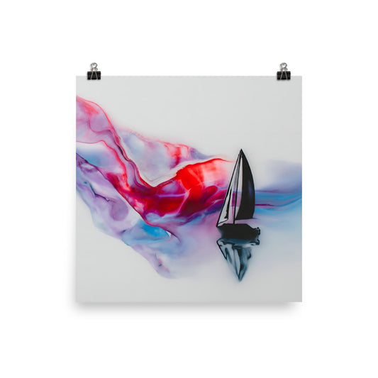 Poster Abstract Boat And Ocean