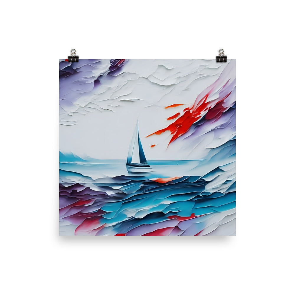 Poster Abstract Boat Ocean Waves